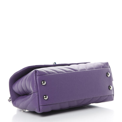 Chanel Caviar Chevron Quilted Mini Coco Handle Flap Purple 4 of 10