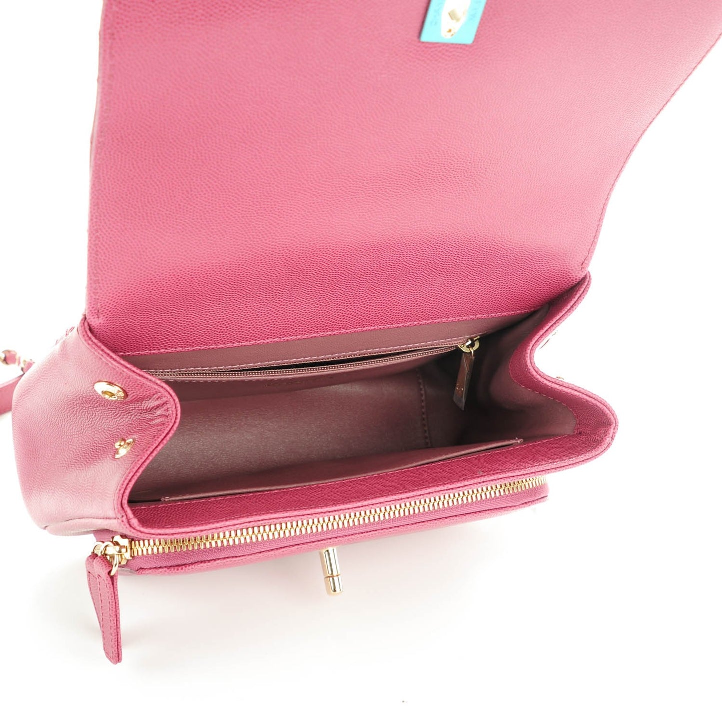 Caviar Quilted Small Business Affinity Flap Dark Pink