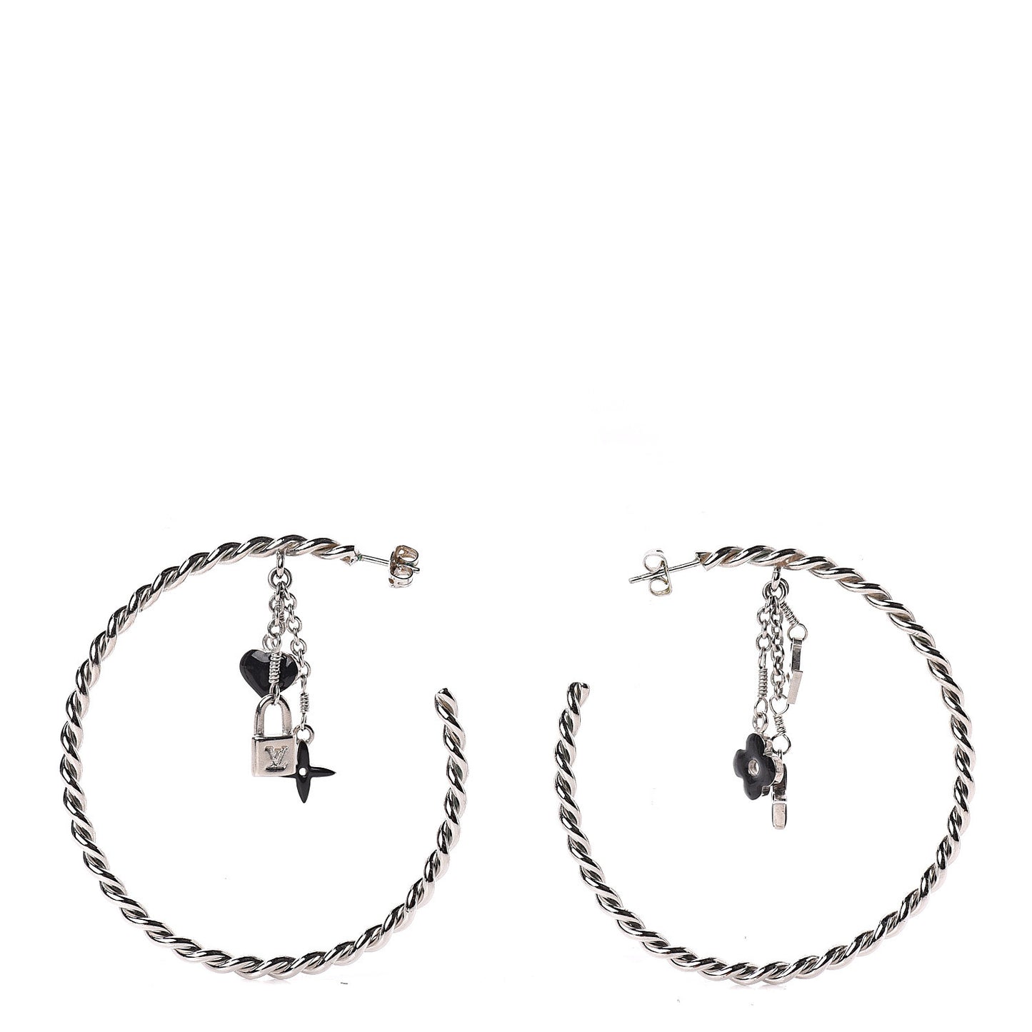 Sweet Monogram Creole Hoop Earrings Silver