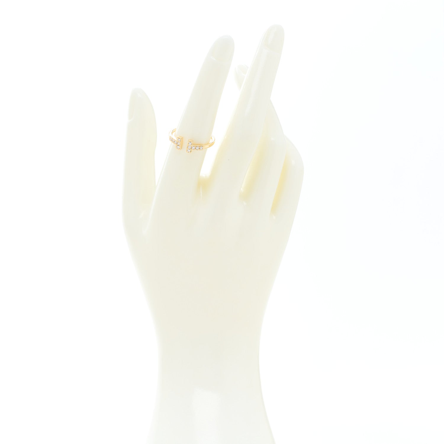 Tiffany 18K Yellow Gold Diamond T Wire Ring 53 6.5 2 of 5
