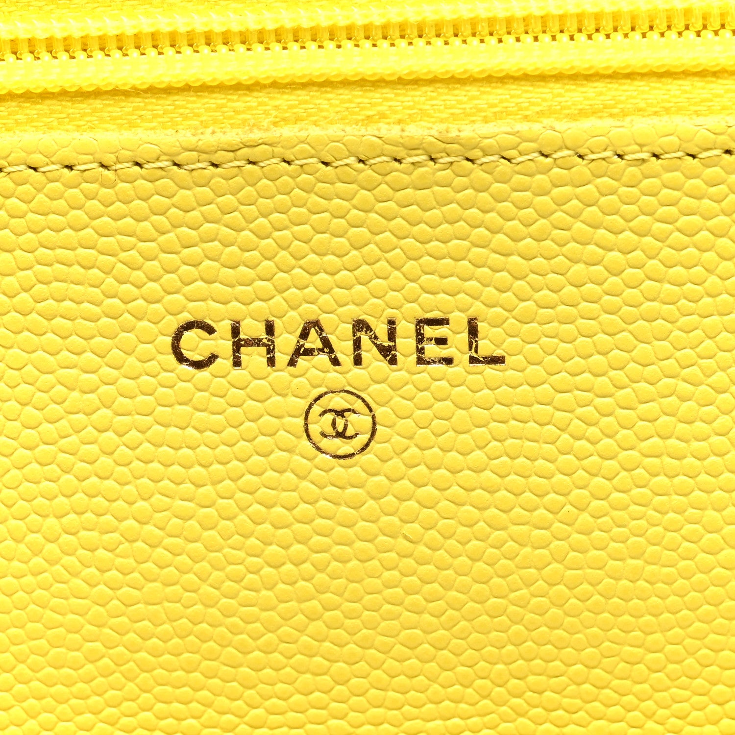 Chanel Caviar Quilted Wallet on Chain WOC Yellow 6 of 10