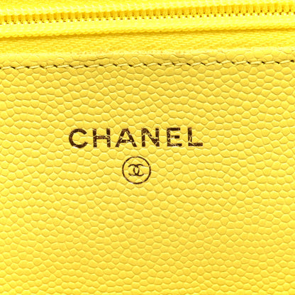 Chanel Caviar Quilted Wallet on Chain WOC Yellow 6 of 10