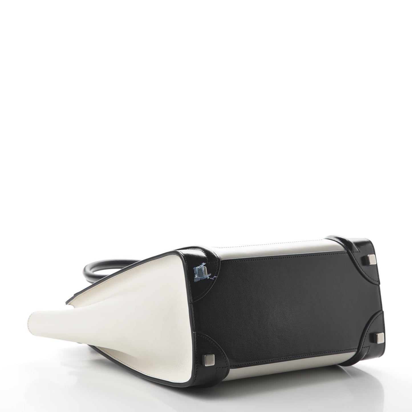 Sleek Calfskin Micro Bi-Color Luggage Black White