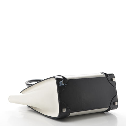 Celine Sleek Calfskin Micro Bi-Color Luggage Black White 4 of 9