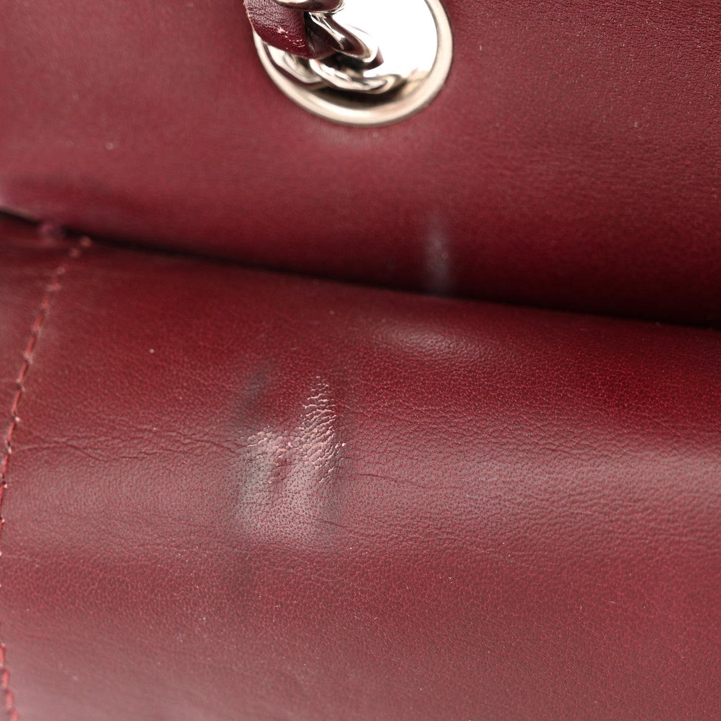 Striated Patent Quilted Medium Double Flap Burgundy