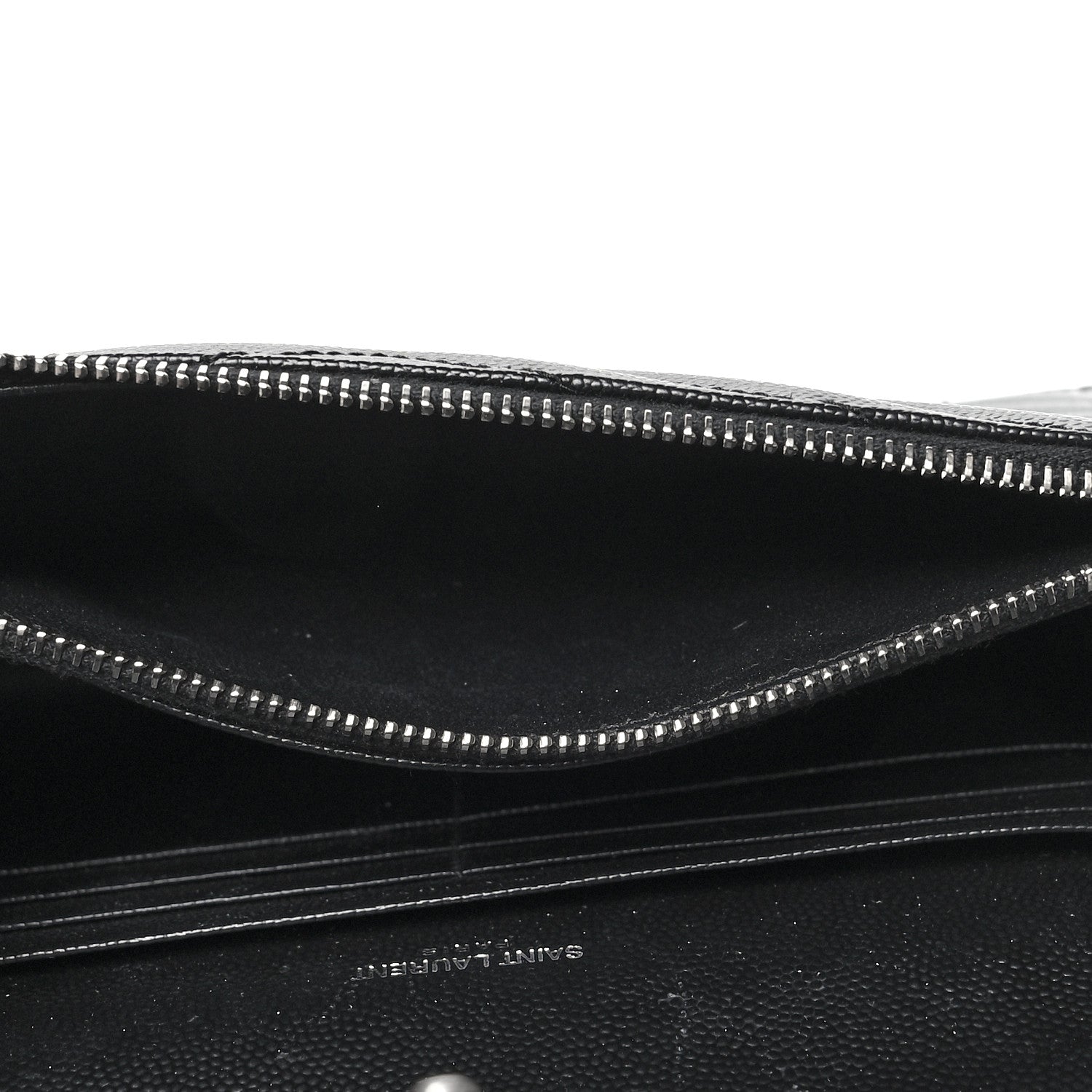 Saint Laurent Grain De Poudre Matelasse Chevron Monogram Envelope Chain Wallet Black 6 of 13