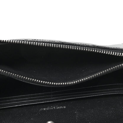 Saint Laurent Grain De Poudre Matelasse Chevron Monogram Envelope Chain Wallet Black 6 of 13
