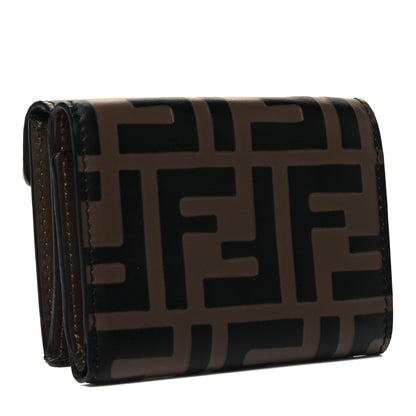 Fendi Vitello Soft F is Fendi Bi-Color FF 1974 Embossed Micro Tri-Fold Envelope Wallet Maya Black 3 of 9