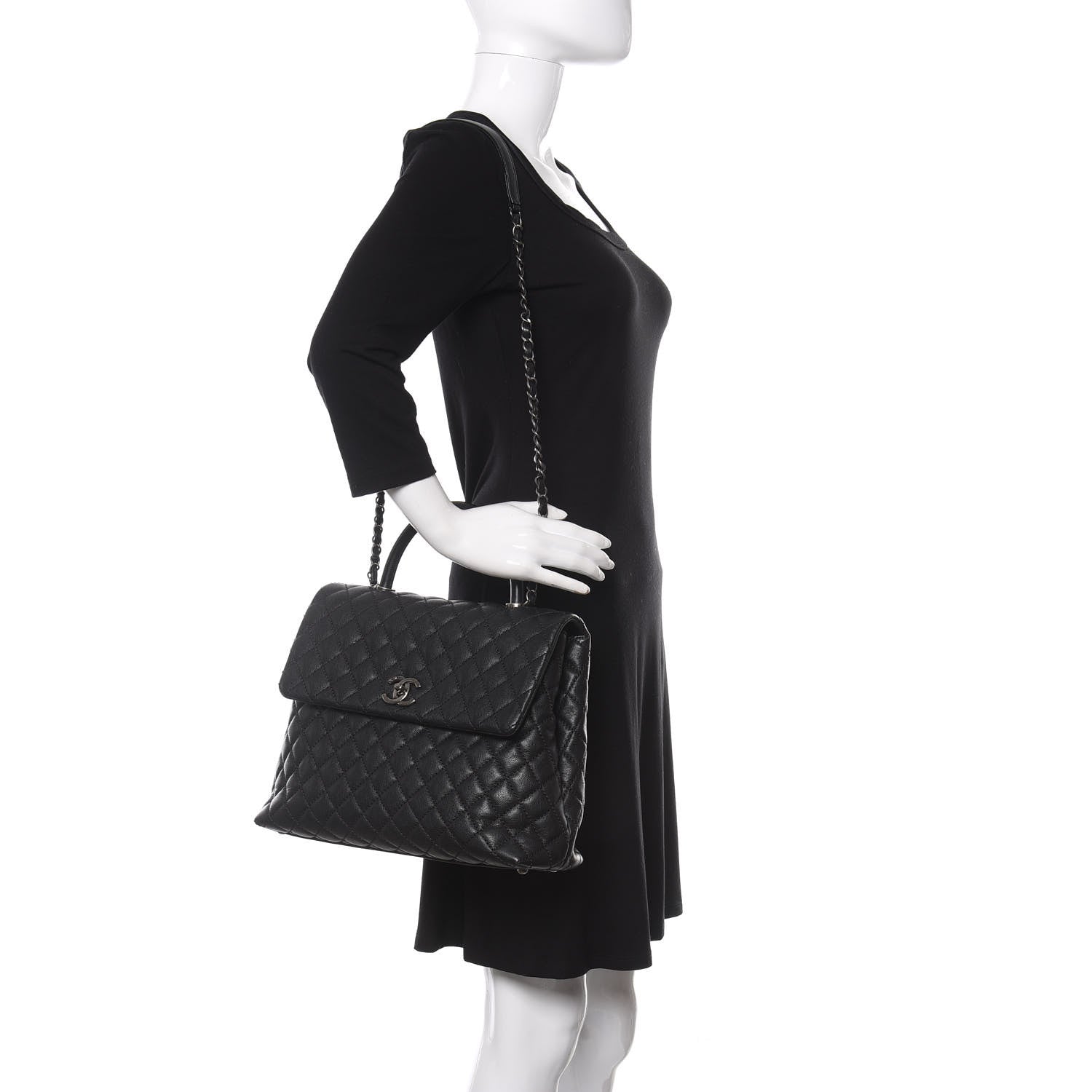 Chanel Caviar Quilted Large Coco Handle Flap Black 2 of 10