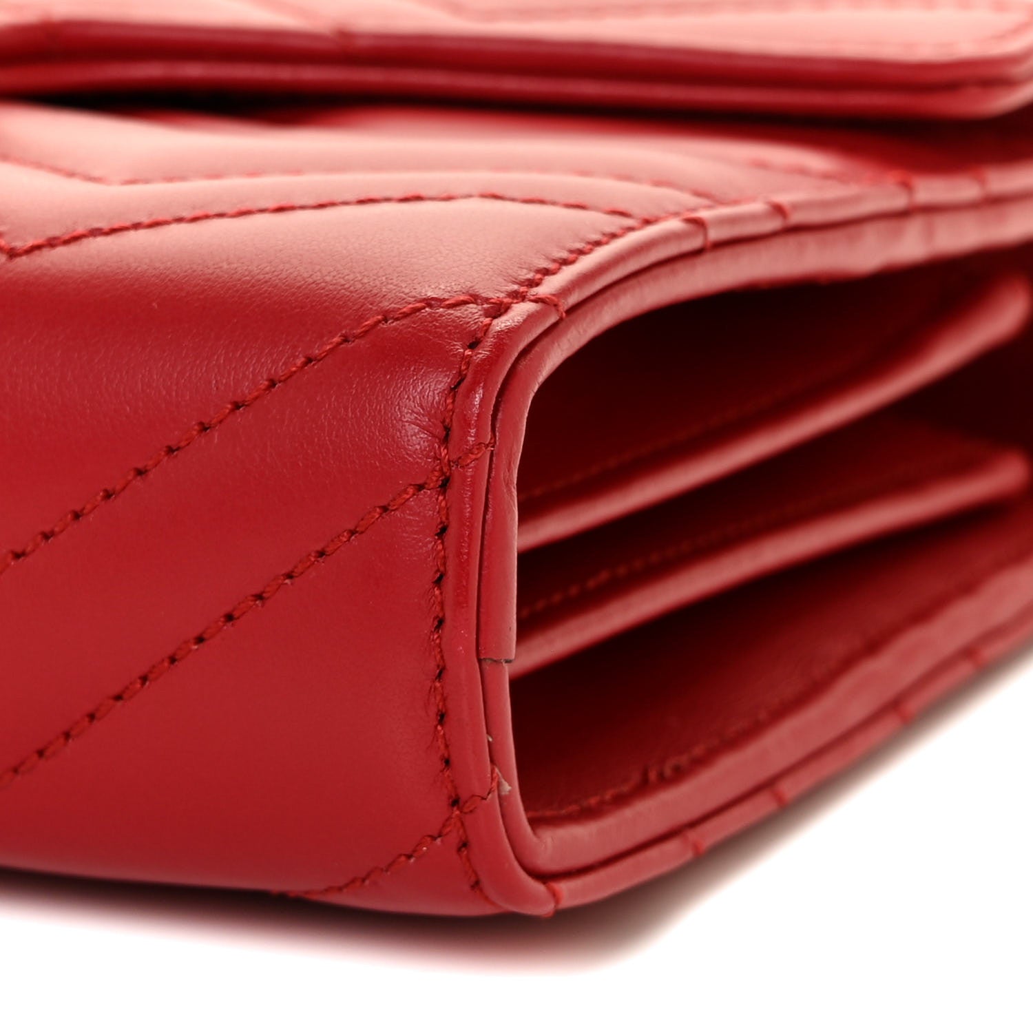 Gucci Calfskin Matelasse GG Marmont Chain Wallet Hibiscus Red 8 of 9
