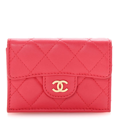 Chanel Lambskin Quilted Double Flap Wallet  Dark Pink 1 of 8