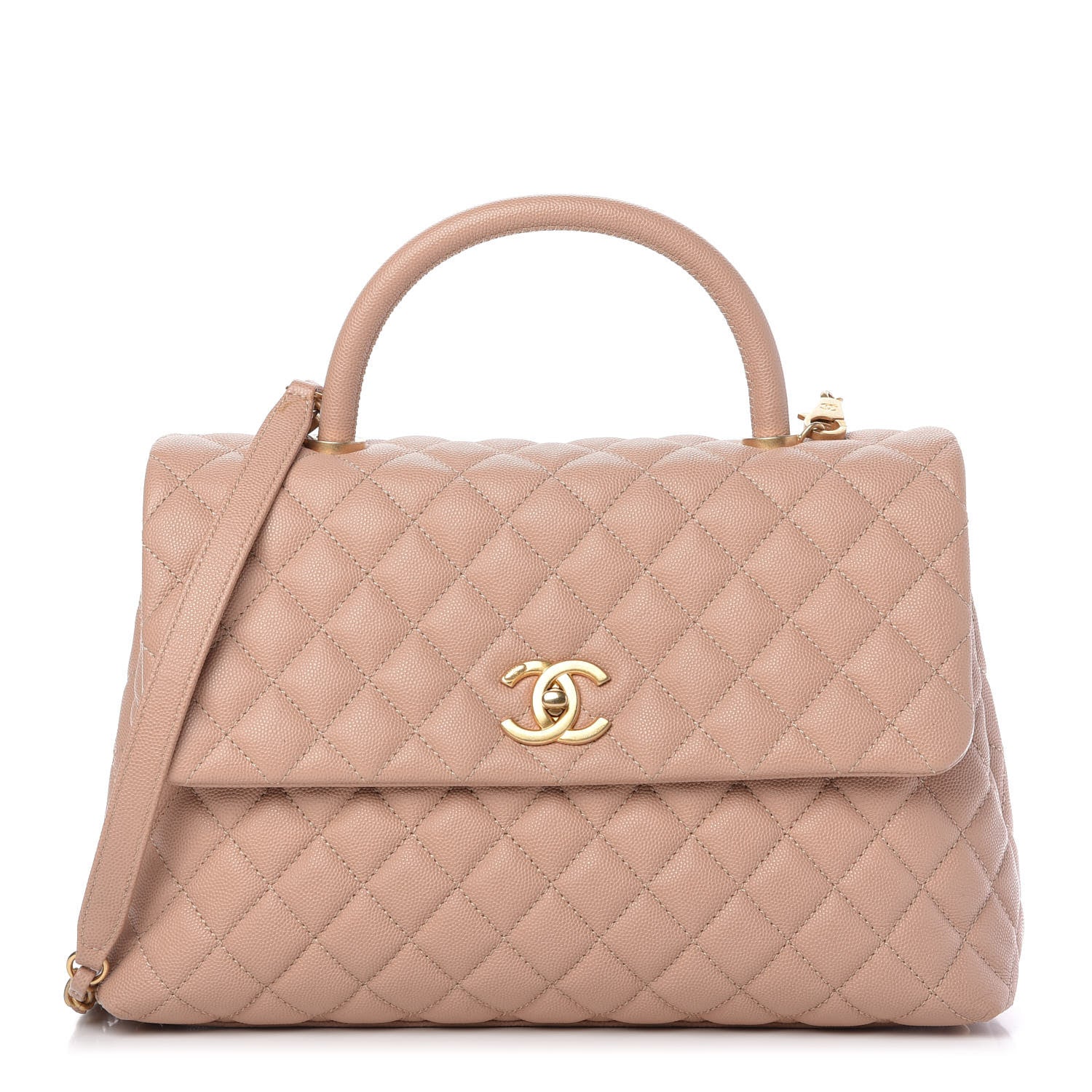 Chanel Caviar Quilted Medium Coco Handle Flap Light Beige 1 of 9