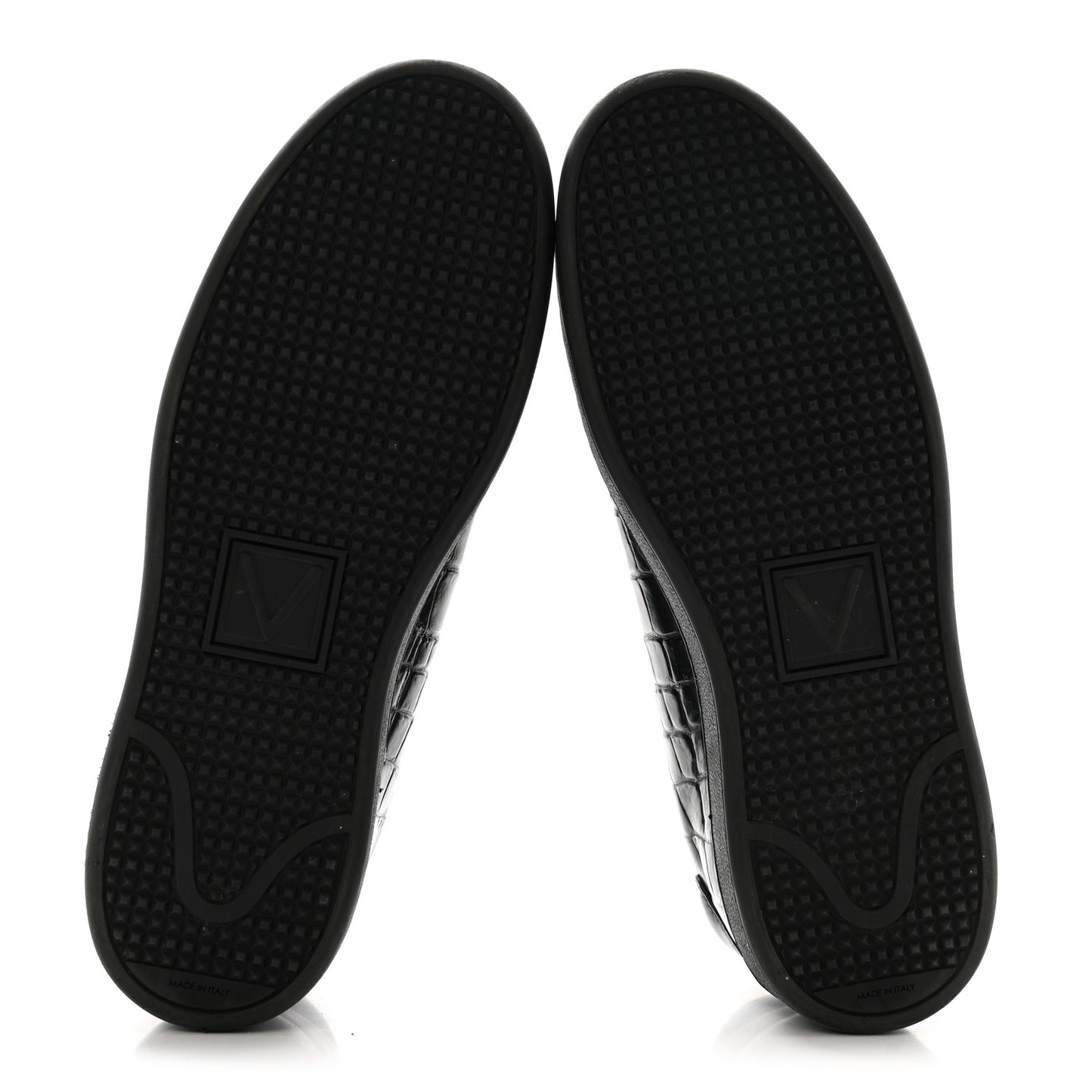 Calfskin Crocodile Embossed Frontrow Mens Sneakers 8 Black