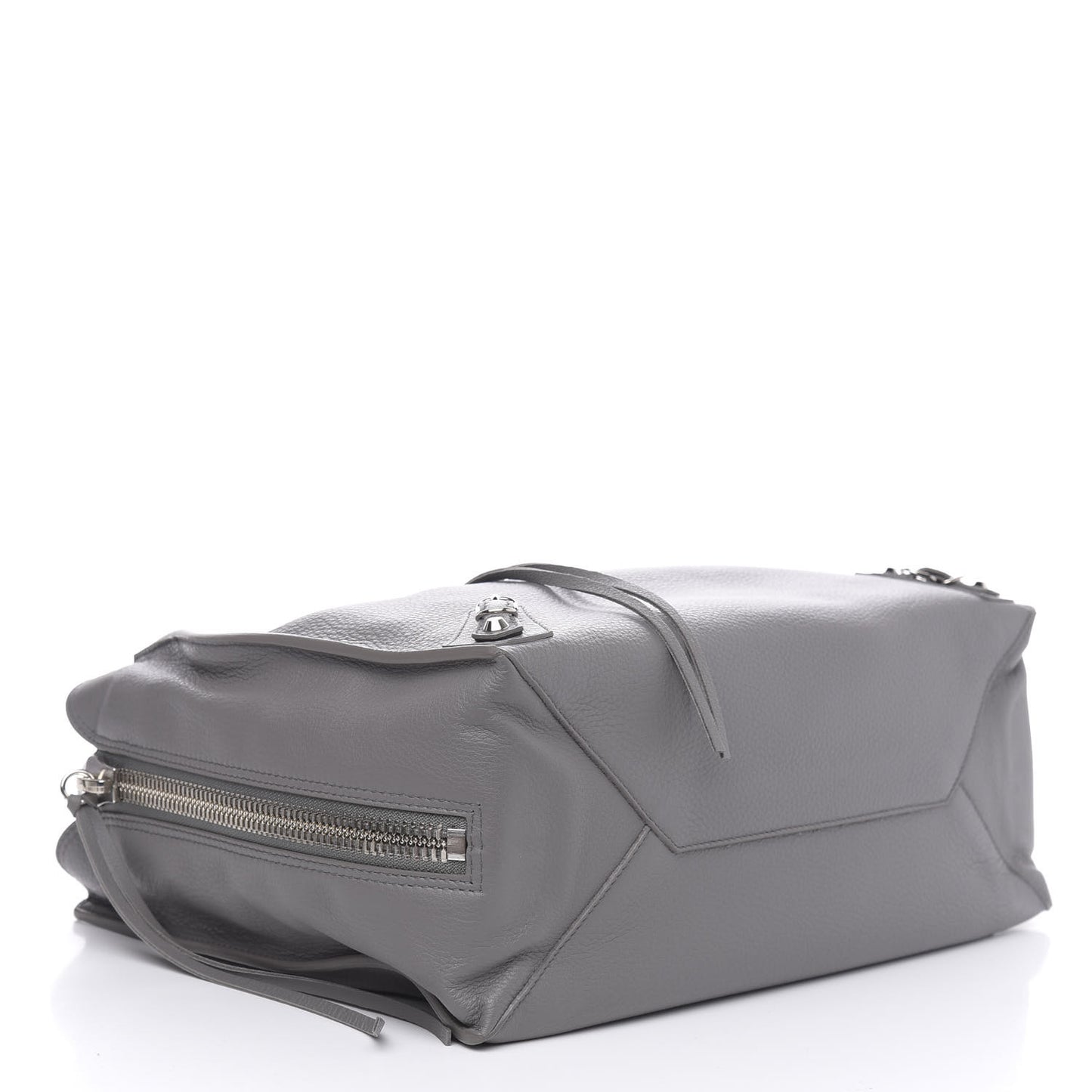 Veau Papier B4 Zip Around Tote Gris Acier