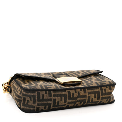 Fendi Fabric Jacquard FF 1974 Medium Baguette Tobacco Moro Black 4 of 9
