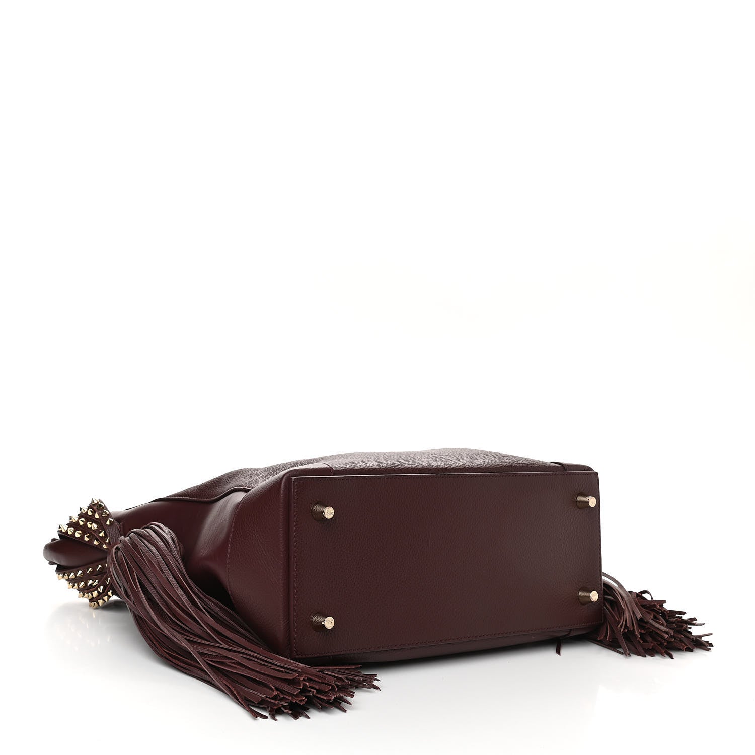 Christian Louboutin Empire Calf Spikes Fringe Eloise Hobo Bordeaux 4 of 12