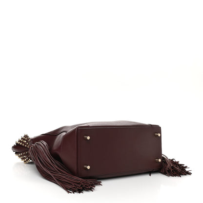 Christian Louboutin Empire Calf Spikes Fringe Eloise Hobo Bordeaux 4 of 12