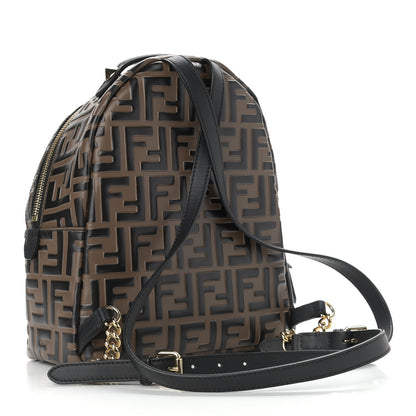 Fendi Vitello Bi-Color FF 1974 Embossed Mini Backpack Maya Black 3 of 10