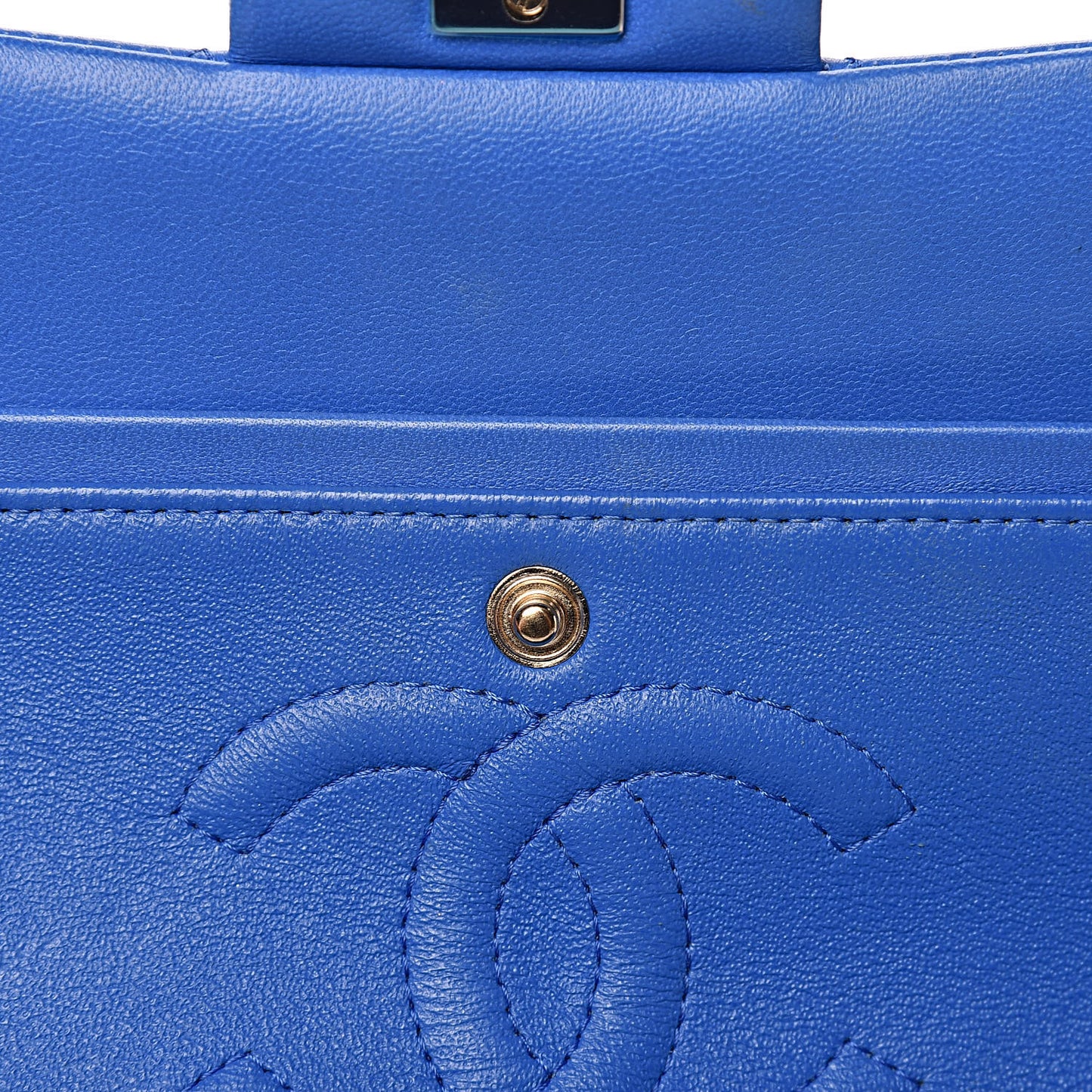 Lambskin Quilted Medium Double Flap Blue