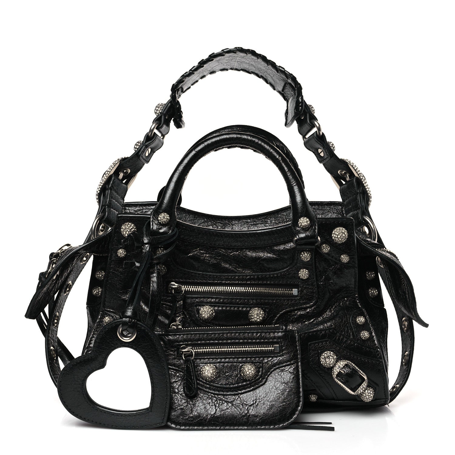 Balenciaga Agneau Arena Crystal Neo Cagole Handbag XS Black 1 of 9