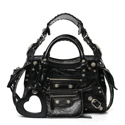 Balenciaga Agneau Arena Crystal Neo Cagole Handbag XS Black 1 of 9