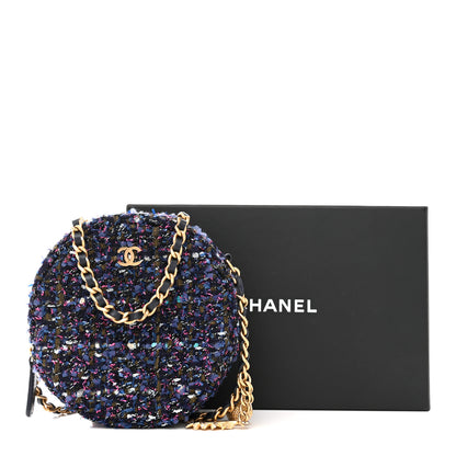 Chanel Tweed Quilted Round Clutch With Chain Multicolor 11 of 11