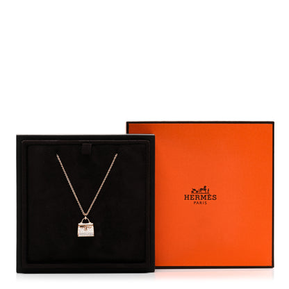 Hermes 18K Rose Gold Diamond Kelly Amulettes Pendant Necklace 5 of 5
