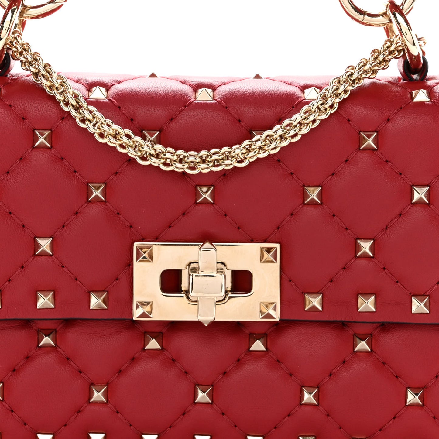 Nappa Small Rockstud Spike Shoulder Bag Rosso Valentino