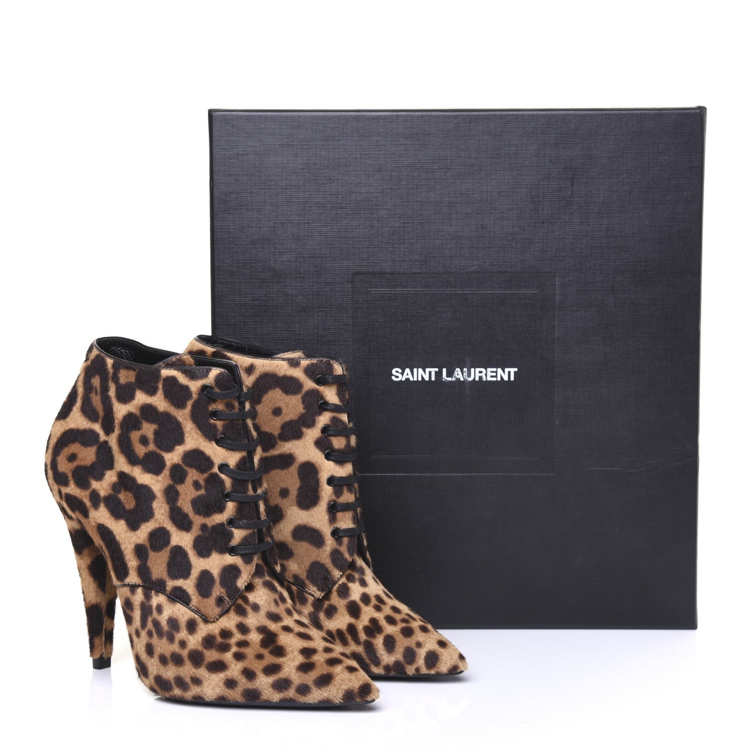 Saint Laurent Calfskin Calf Hair Leopard Print Lace Up Ankle Boots 36.5 11 of 11