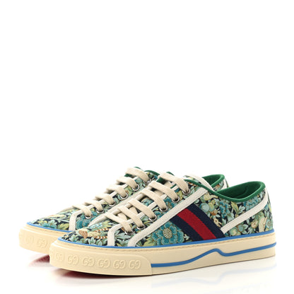 Gucci X LIBERTY OF LONDON Canvas Web Floral Print Womens 1977 Tennis Sneakers 36.5 Carta Acquamarine Navy Mystic White 3 of 8