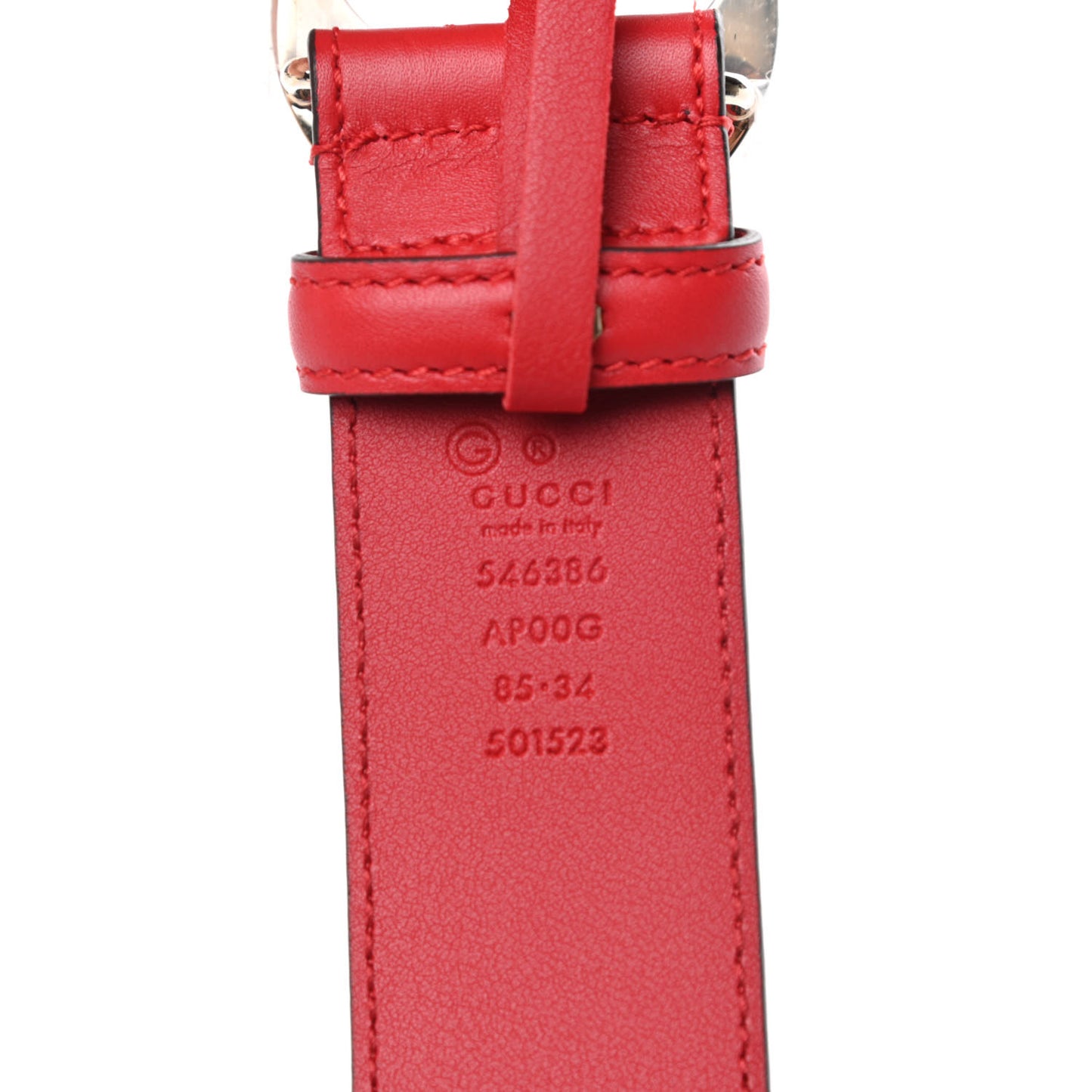 Moon Calfskin Interlocking G 37mm Belt 85 34 Vibrant Red