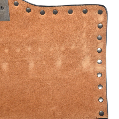 Valentino Garavani Calfskin Embroidered Medium Guitar Strap Rockstud Rolling Flap Saddle Bag Light Cuir 7 of 9
