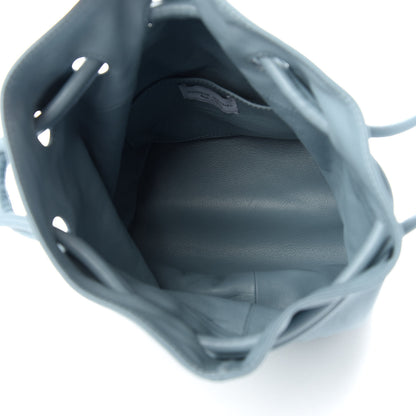 Mansur Gavriel Lambskin Drawstring Bucket Pouch Bag Grey Blue 5 of 10