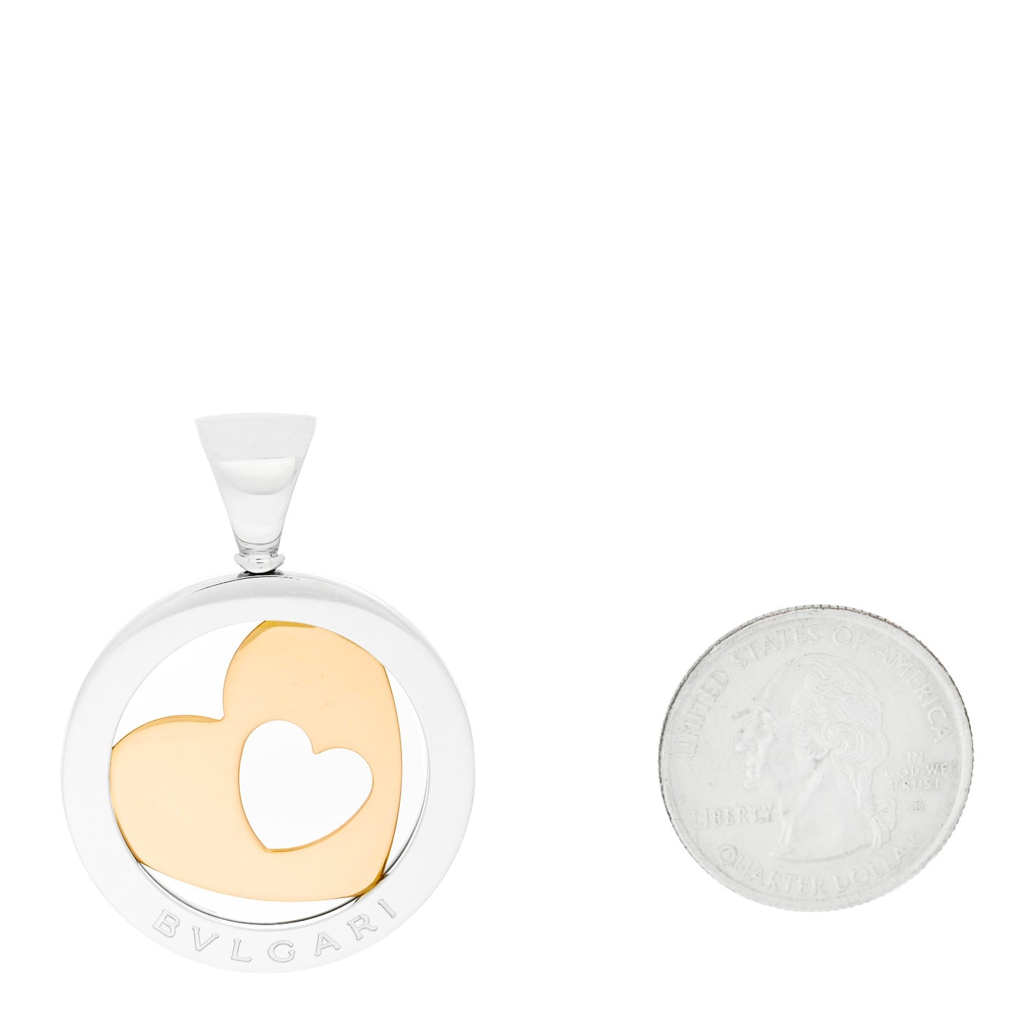 Stainless Steel 18K Yellow Gold Tondo Heart Pendant