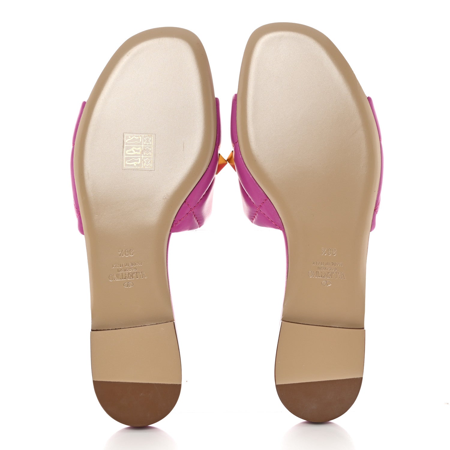 Valentino Garavani Nappa Roman Stud Flat Slide Sandals 38.5 Radiant Orchid 5 of 9