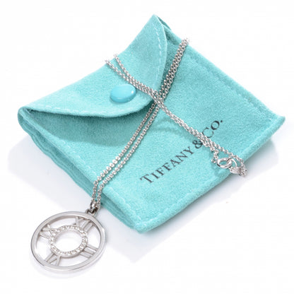 Tiffany 18k White Gold Diamond Atlas Pendant Necklace 7 of 7