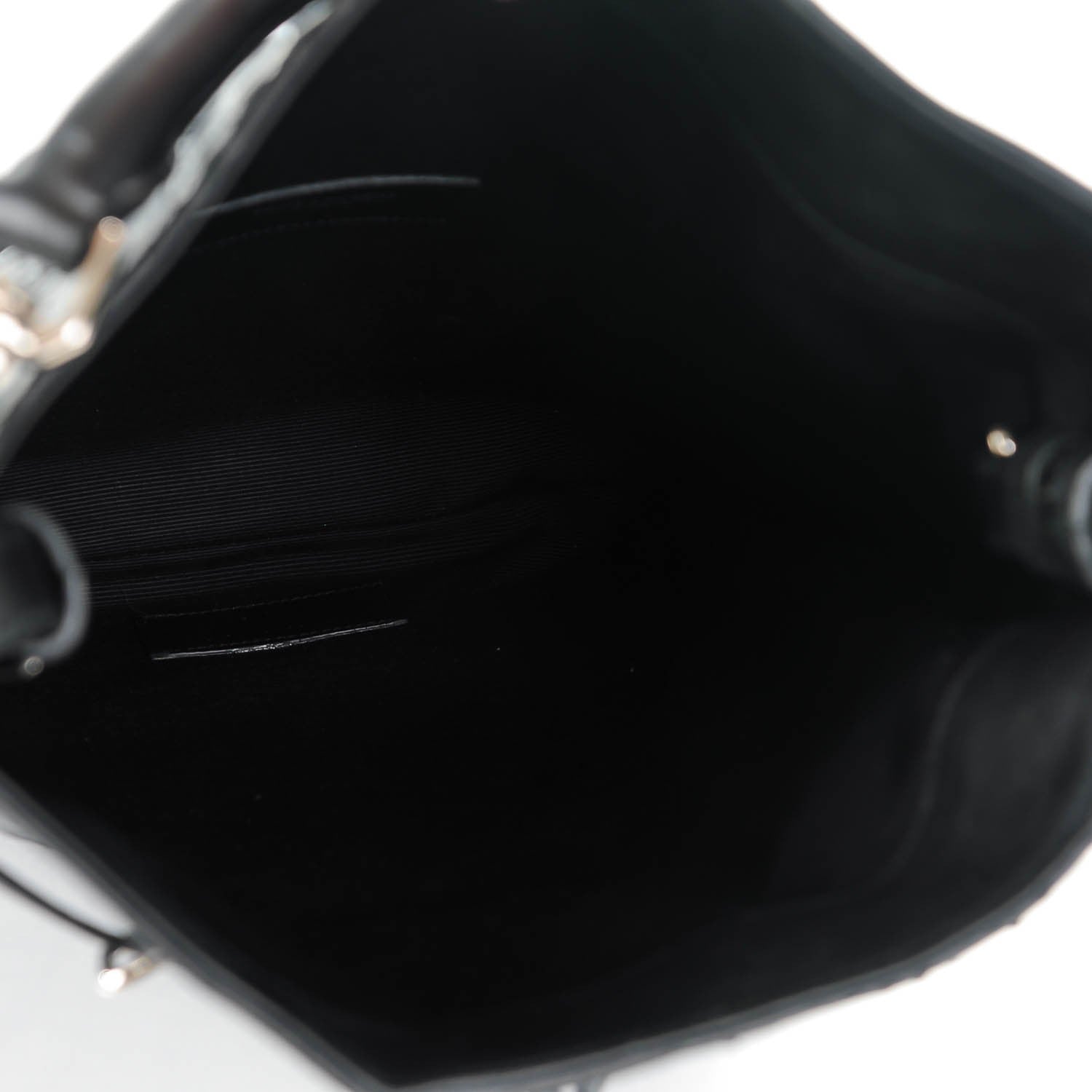 Saint Laurent Crocodile Embossed Patchwork Tassel Fringe Monogram Bucket Bag Black 5 of 7