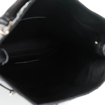 Saint Laurent Crocodile Embossed Patchwork Tassel Fringe Monogram Bucket Bag Black 5 of 7