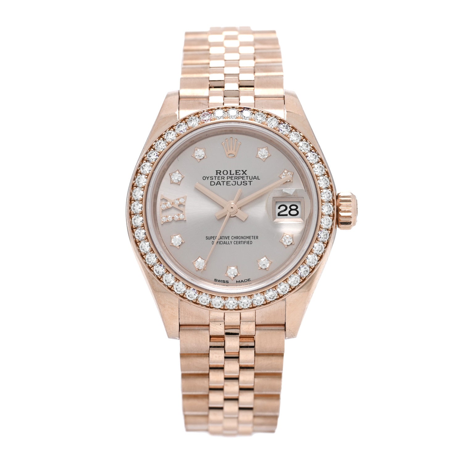 Rolex 18K Everose Gold Diamond Bezel 28mm Oyster Perpetual Datejust Watch Sundust 279135RBR 1 of 4