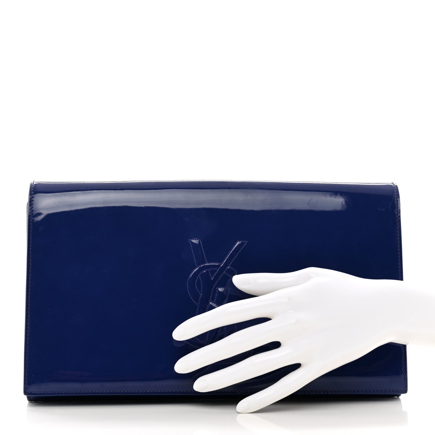 Patent Calfskin Monogram Large Belle De Jour Clutch Royal Blue