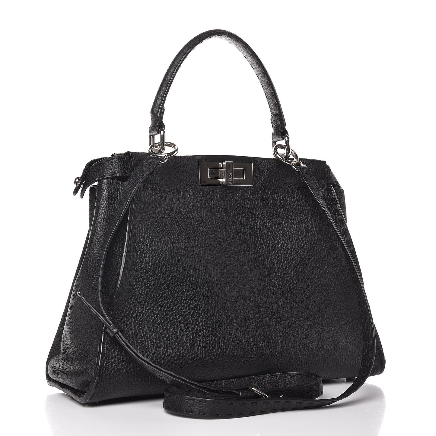 Cuoio Romano Selleria Bi-Color Medium Peekaboo Iconic Satchel Black Mou
