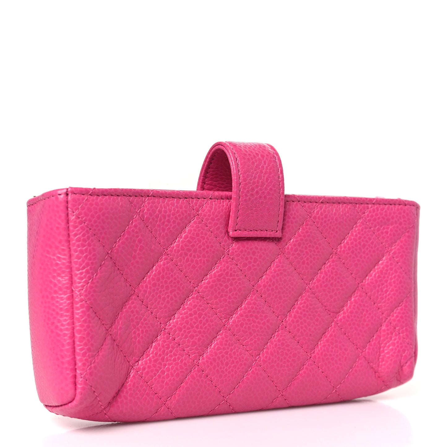 Caviar Quilted Mini Phone Holder Clutch Pink