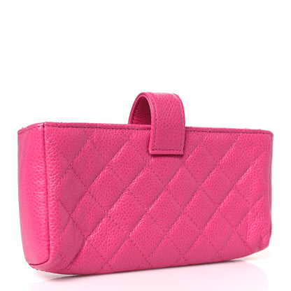 Chanel Caviar Quilted Mini Phone Holder Clutch Pink 3 of 9