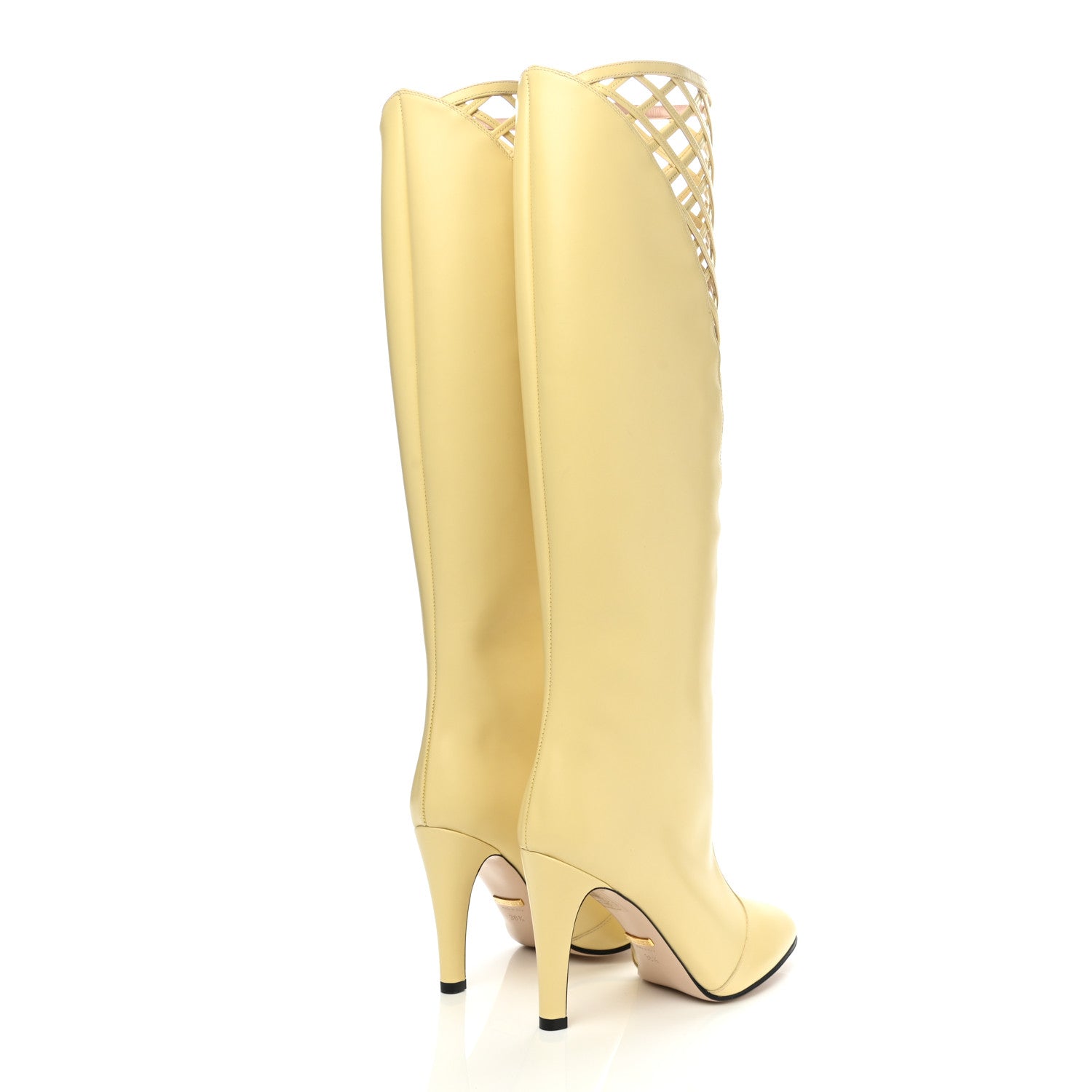 Gucci Plume Calfskin Damir Lattice Cutout Knee High Boot 36.5 Butter 4 of 8