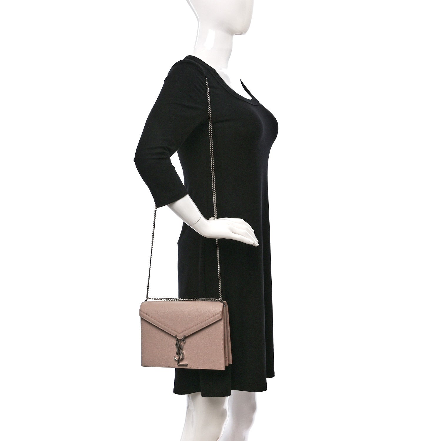 Saint Laurent Grain De Poudre Monogram Cassandra Clasp Bag Marble Pink 2 of 9