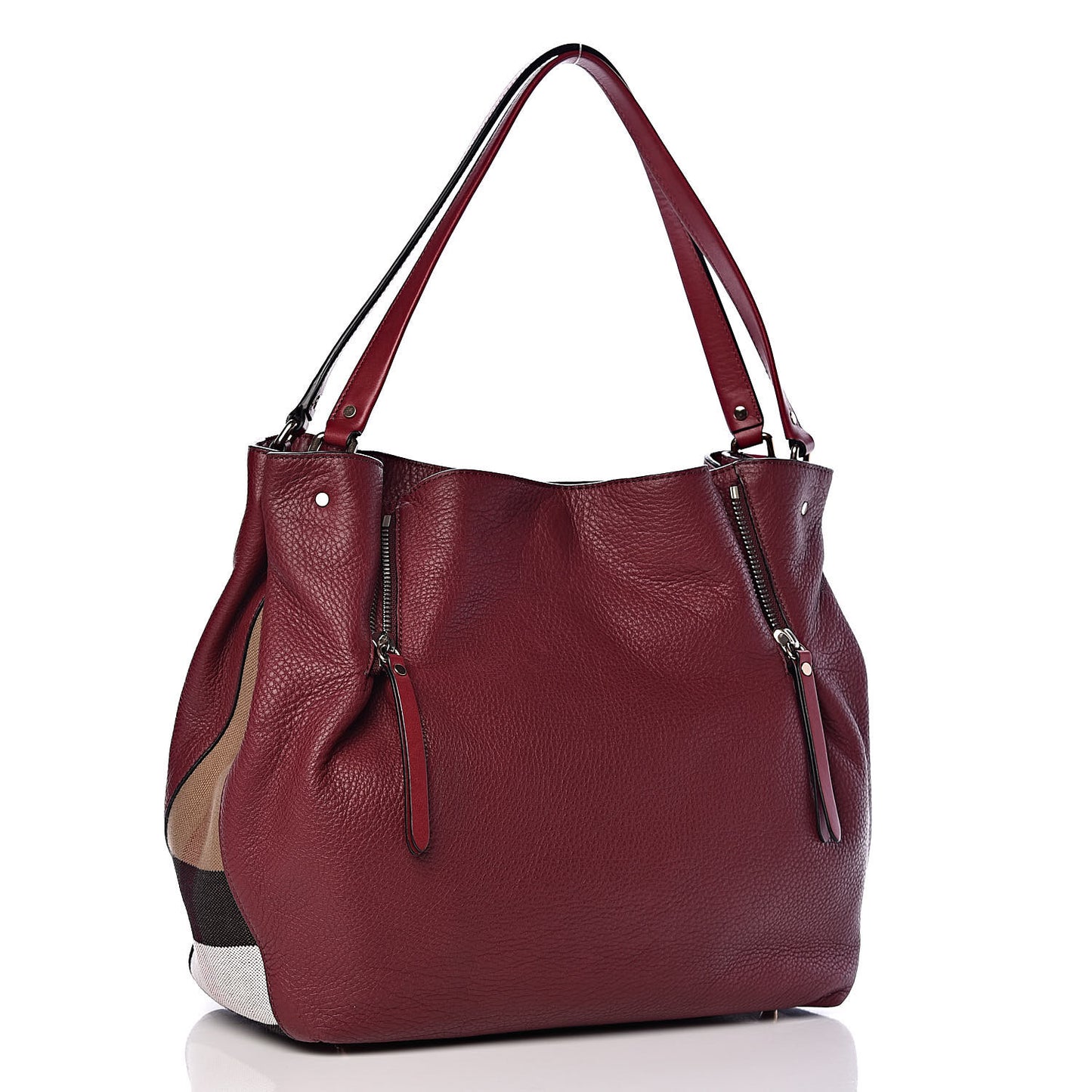 Grainy Calfskin House Check Medium Maidstone Burgundy Red