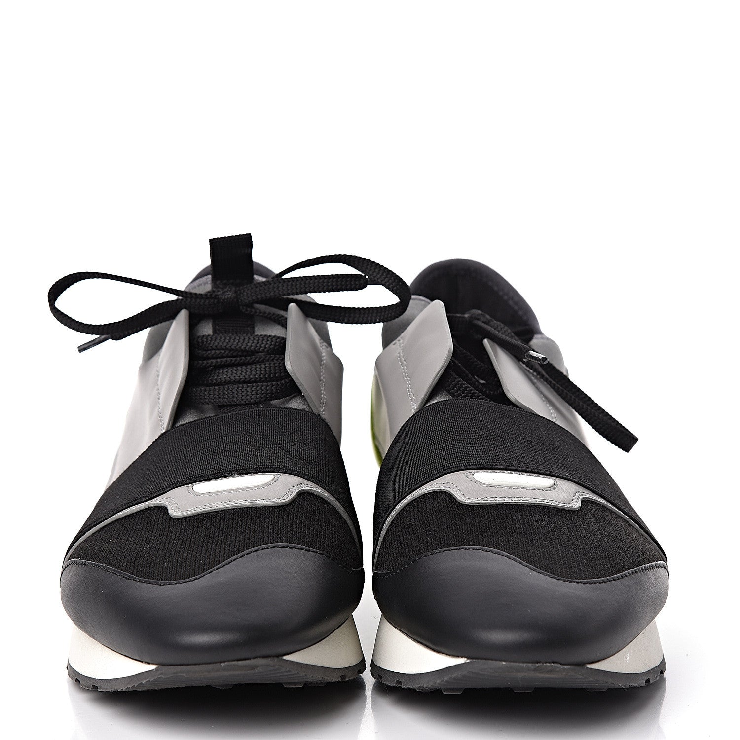 Balenciaga Mesh Calfskin Womens Race Runner Sneakers 42 Black Gris Jaune Fluo 2 of 13