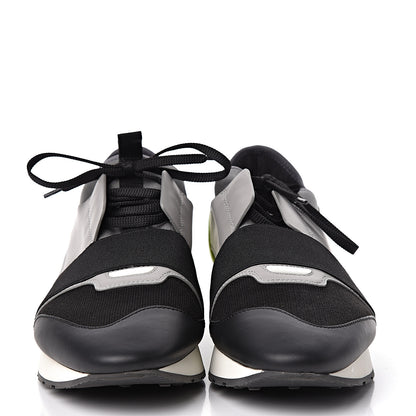 Balenciaga Mesh Calfskin Womens Race Runner Sneakers 42 Black Gris Jaune Fluo 2 of 13