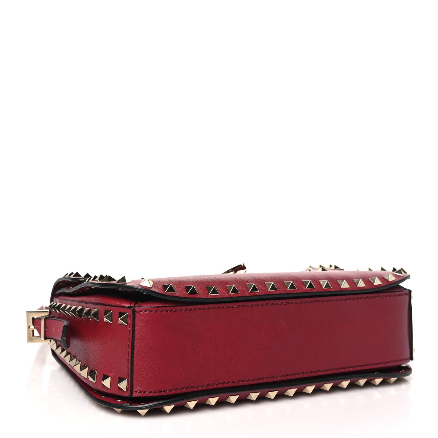 Vitello Medium Rockstud Flap Saddle Bag Scarlet