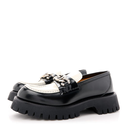 Gucci Cordovan Lux Womens Interlocking G Platform Lug Sole Loafers 37 Black Off White 3 of 10